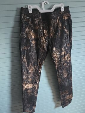 Coco + Carmen Black and Tan Snake-Print Skinny Jeans